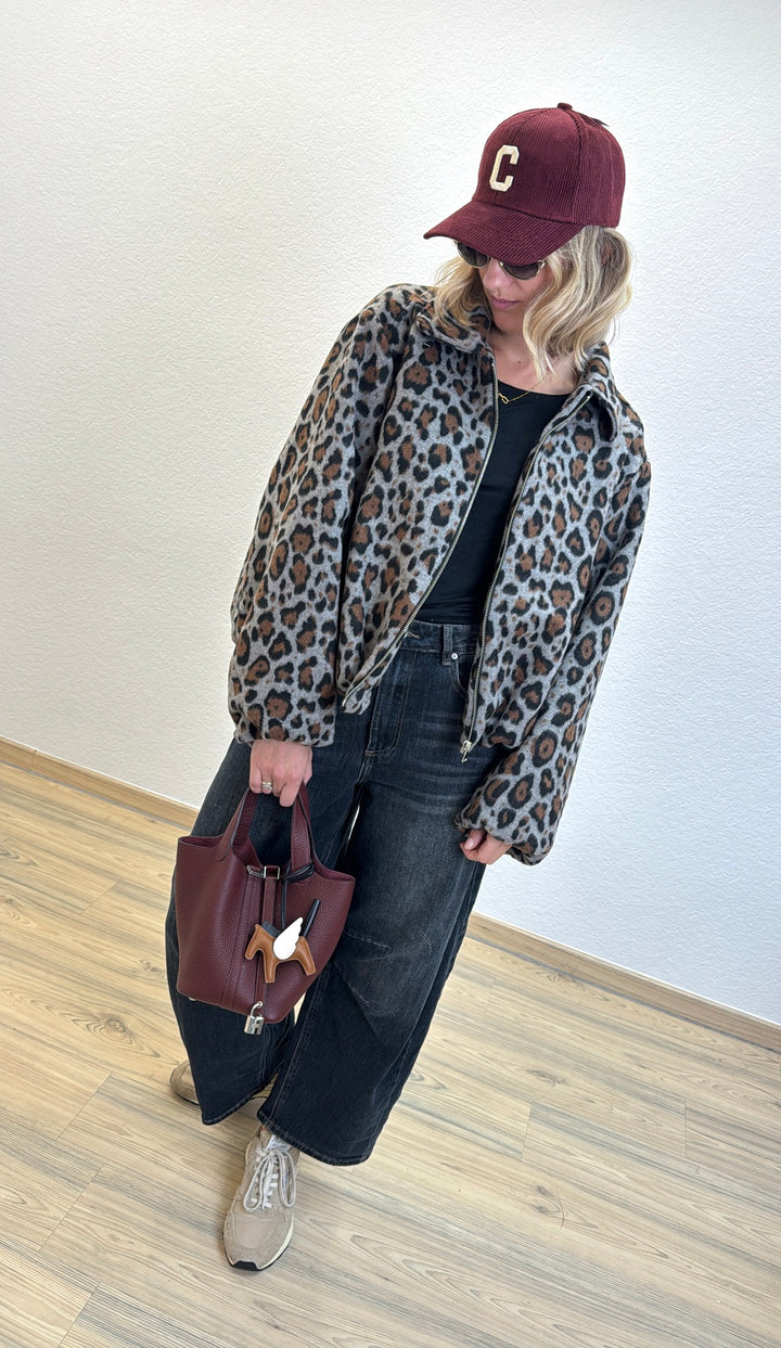 Jacke mit Print - Grau