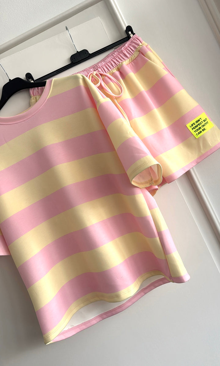 Gestreiftes Set - Gelb/Rosa