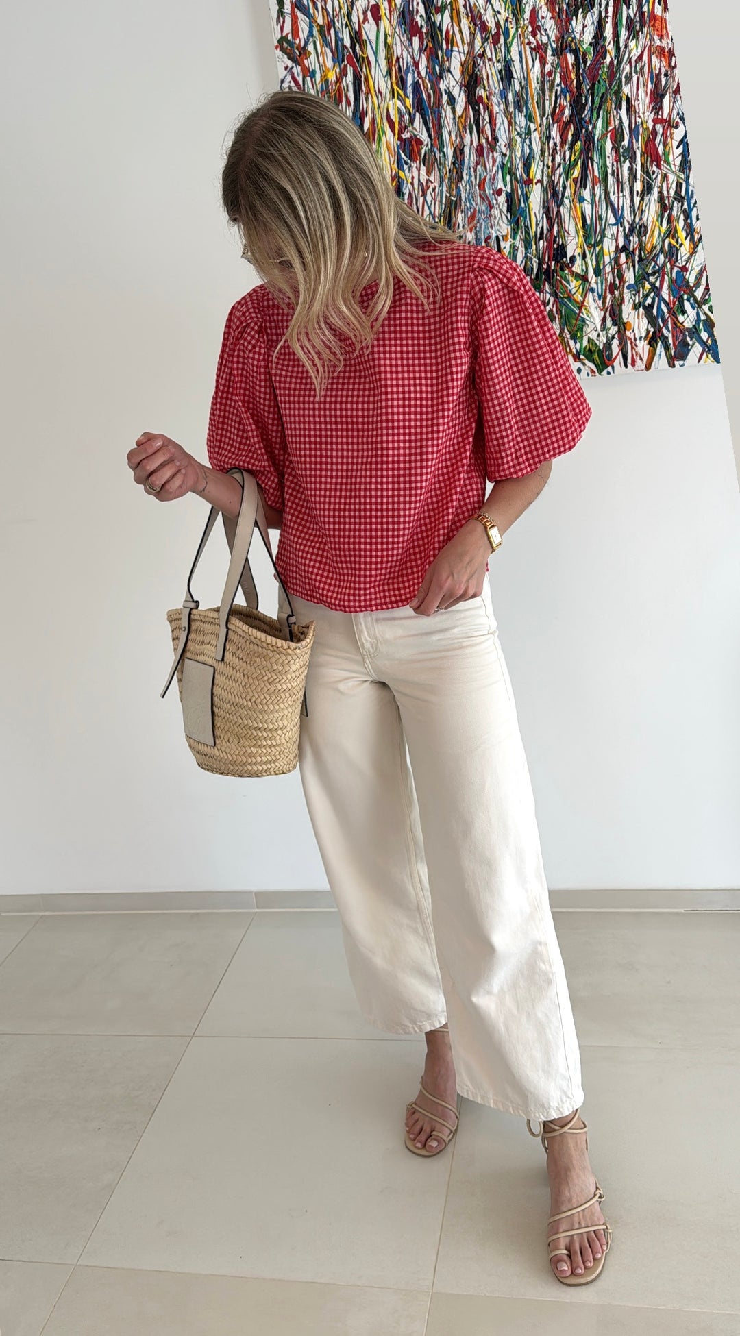 Bluse mit Ballonärmel - Rot