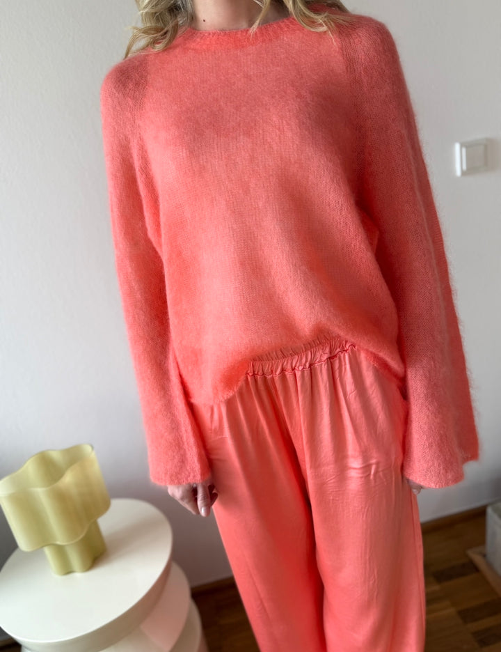 Dünner Mohairpullover - Orange