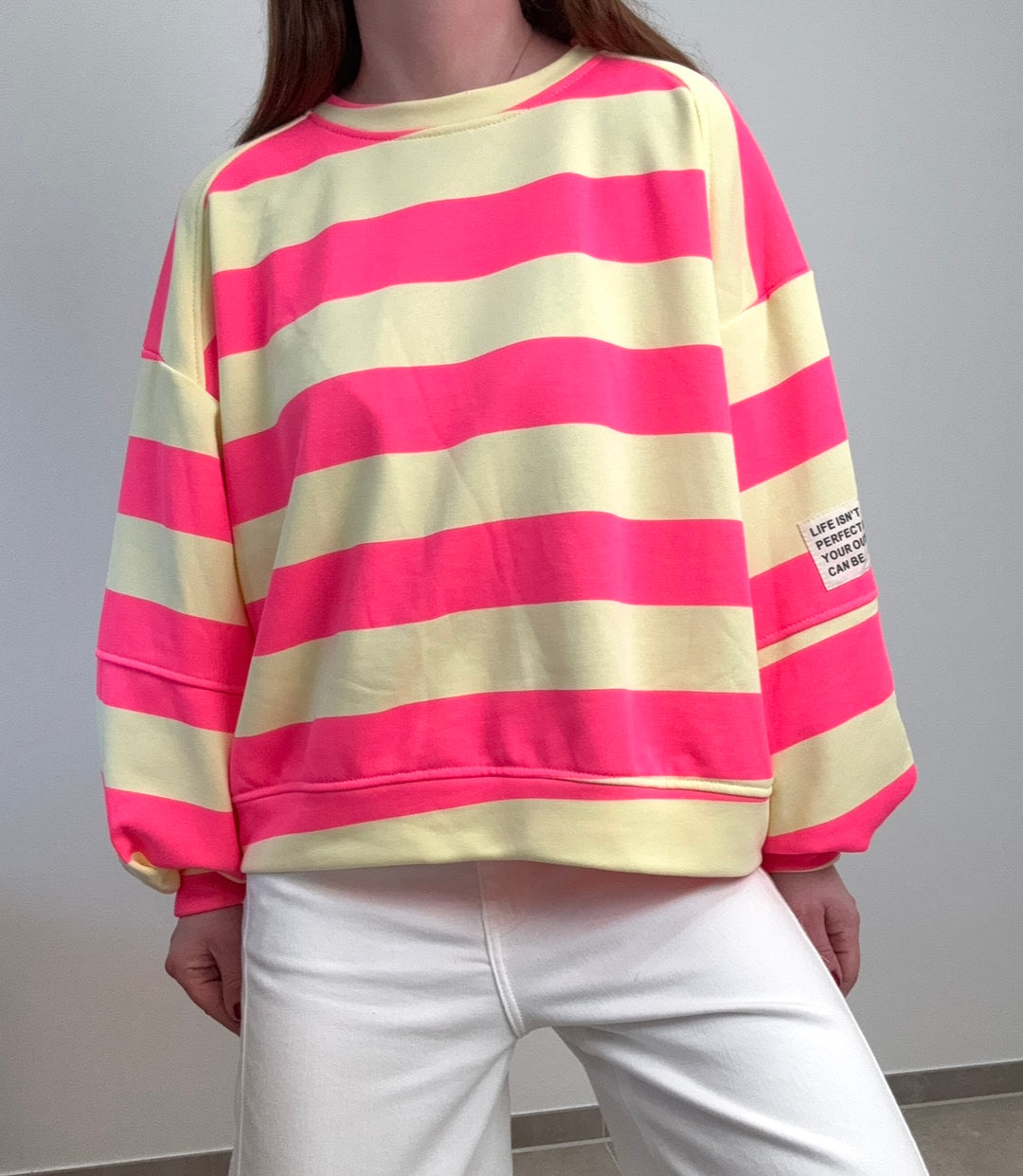 Gestreifter Sweater - Gelb/Pink