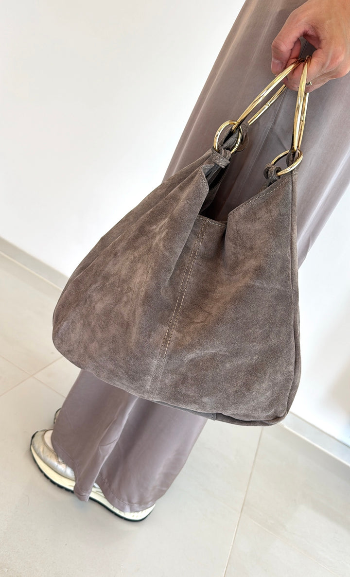 Tasche aus Wildleder - Taupe