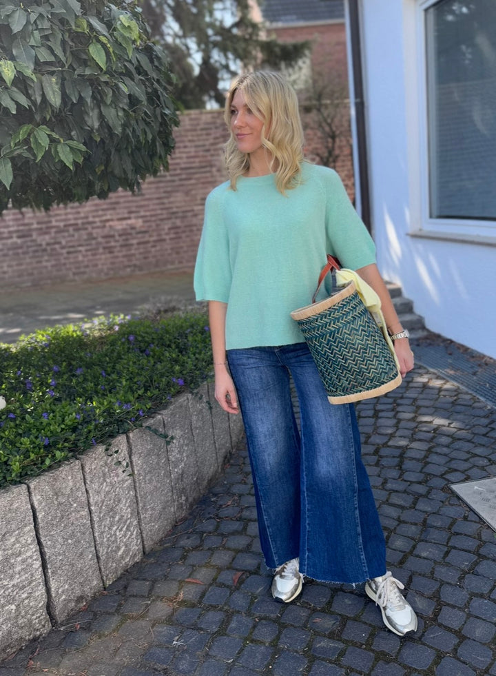 Strickshirt mit Baby-Alpaka - Salbei