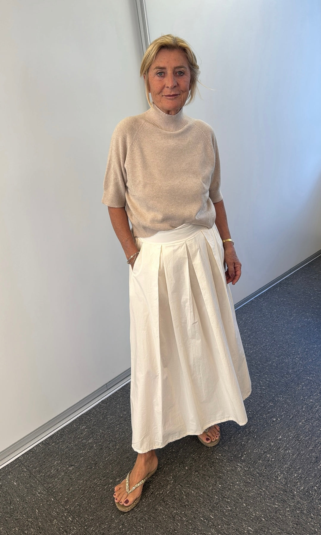 Shirt mit Rollkragen - Creme