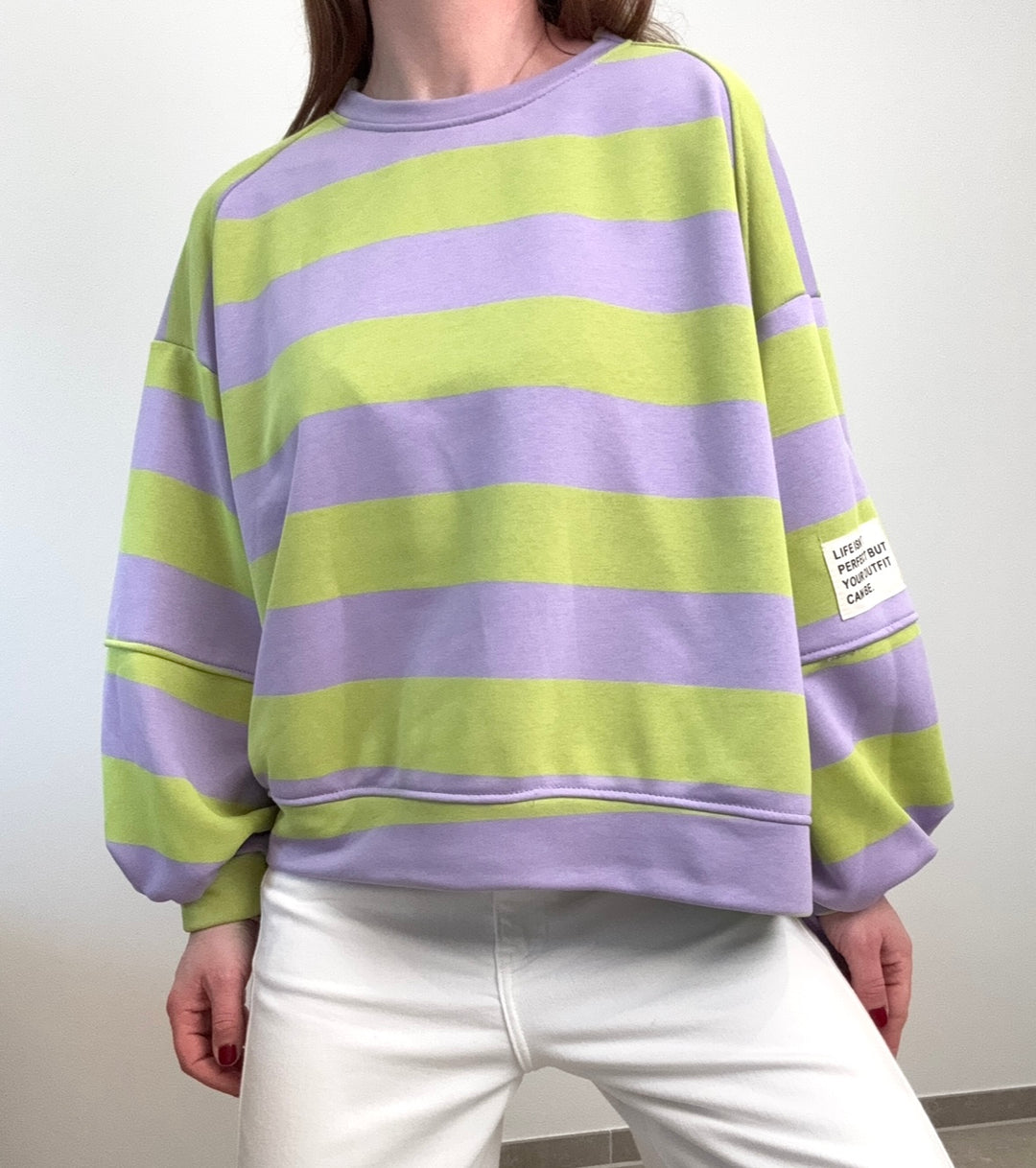 Gestreifter Sweater - Flieder