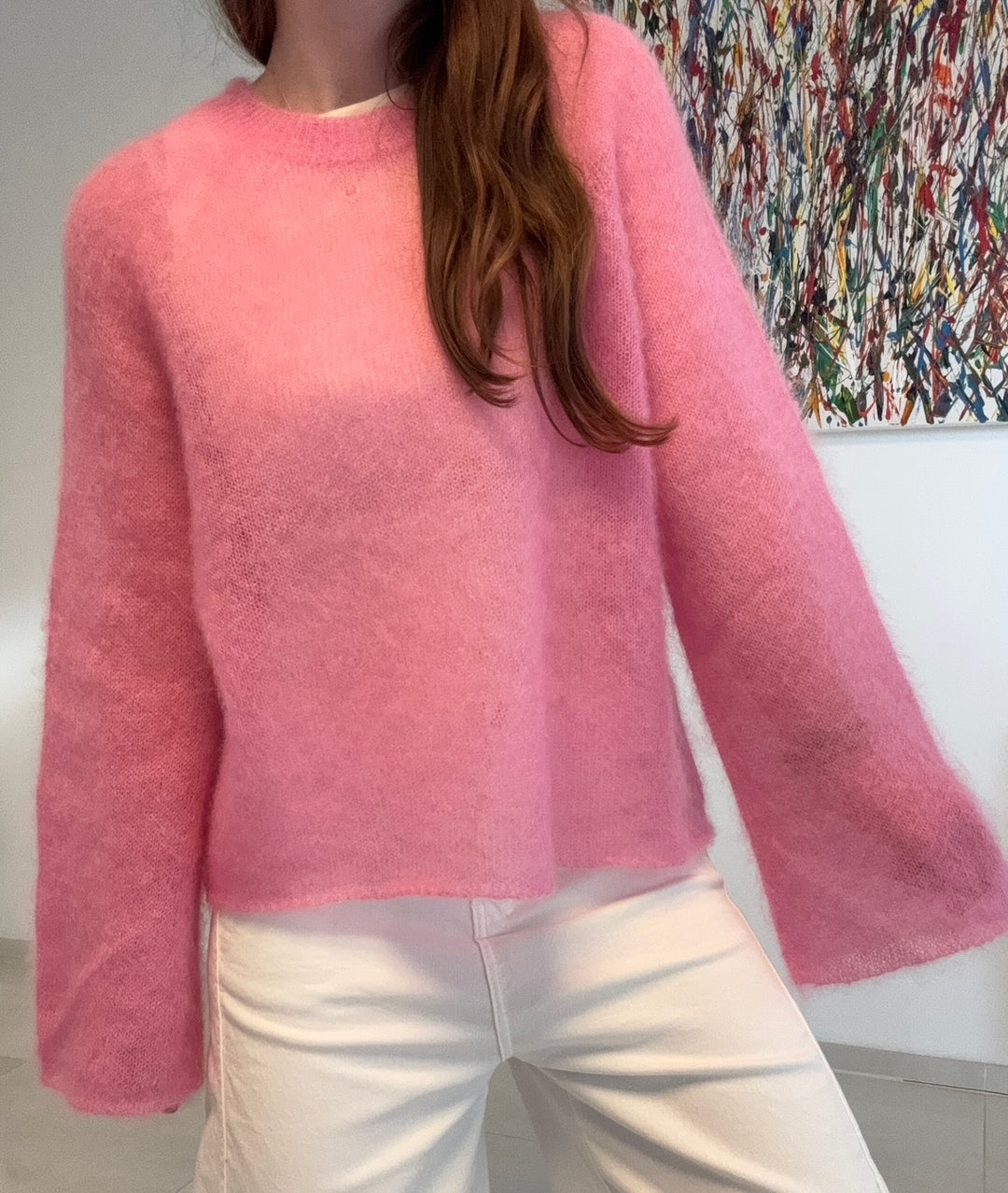 Dünner Mohairpullover - Pink