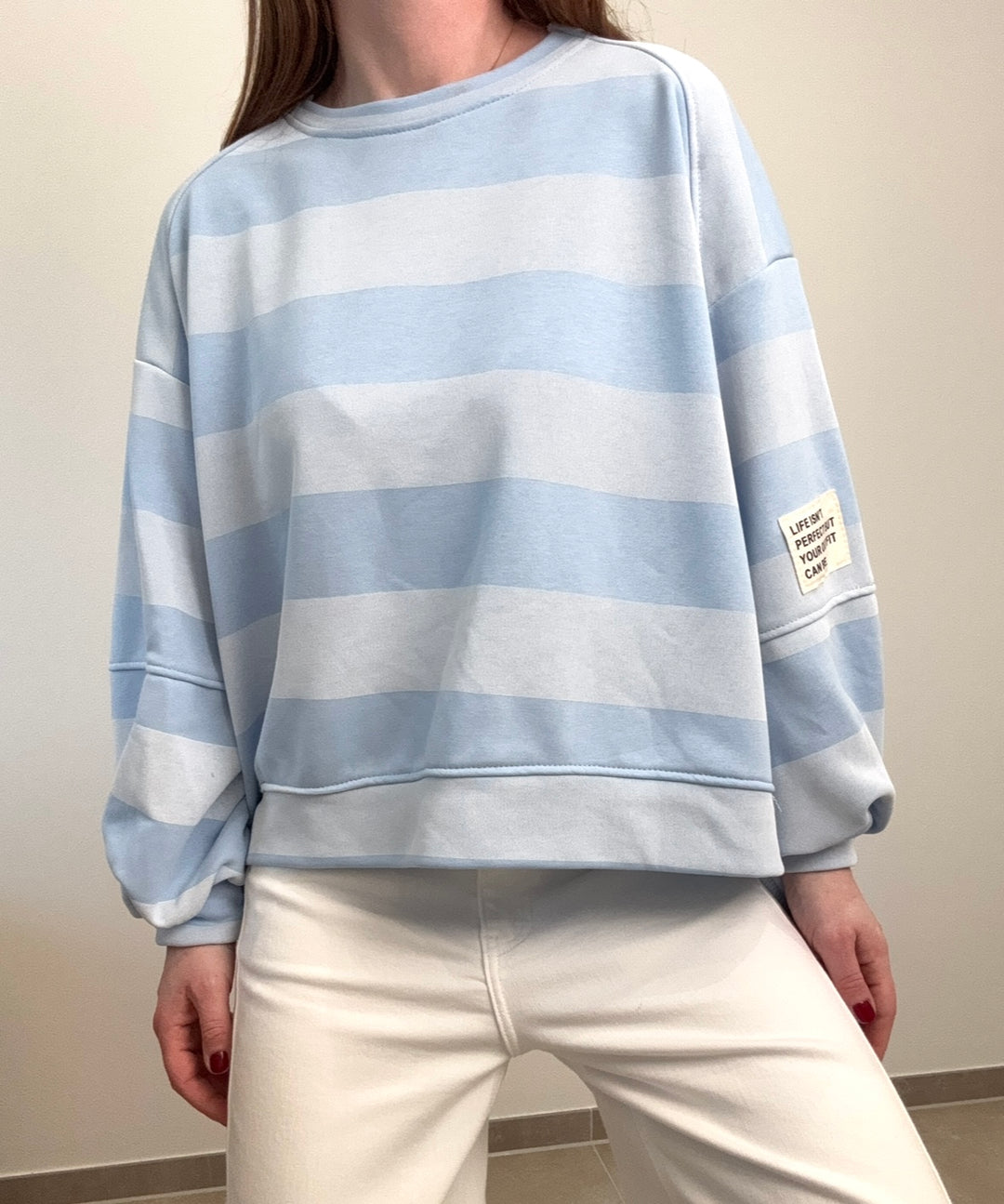 Gestreifter Sweater - Hellblau