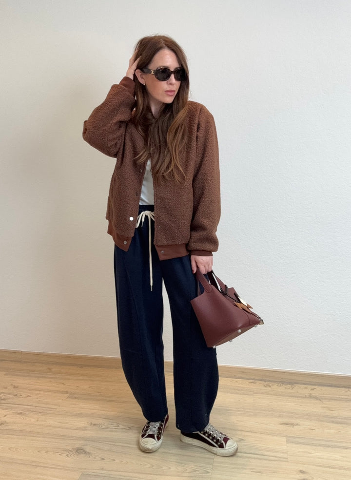 Boucle-Jacke - Hellbraun