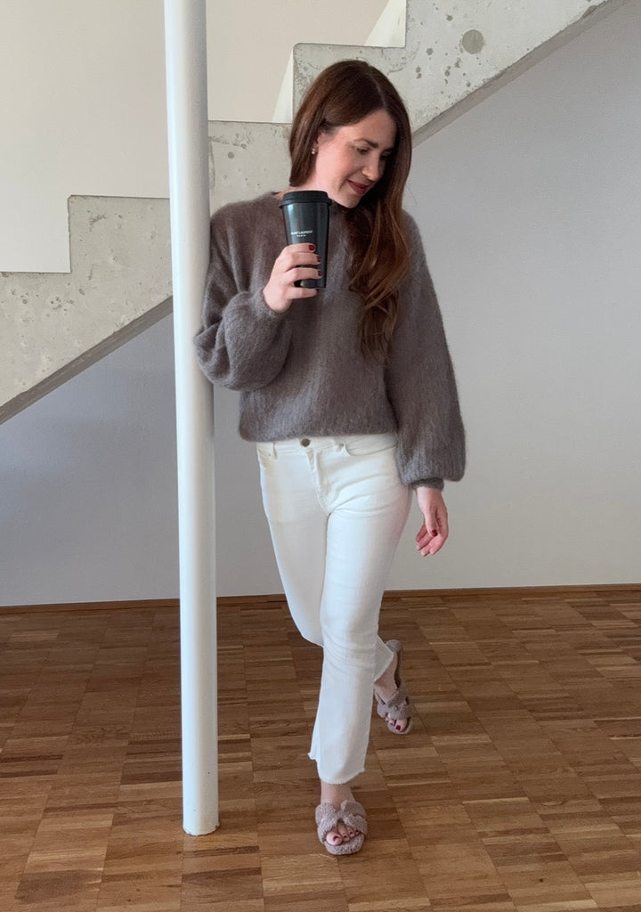 Mohair-Pullover - Taupe