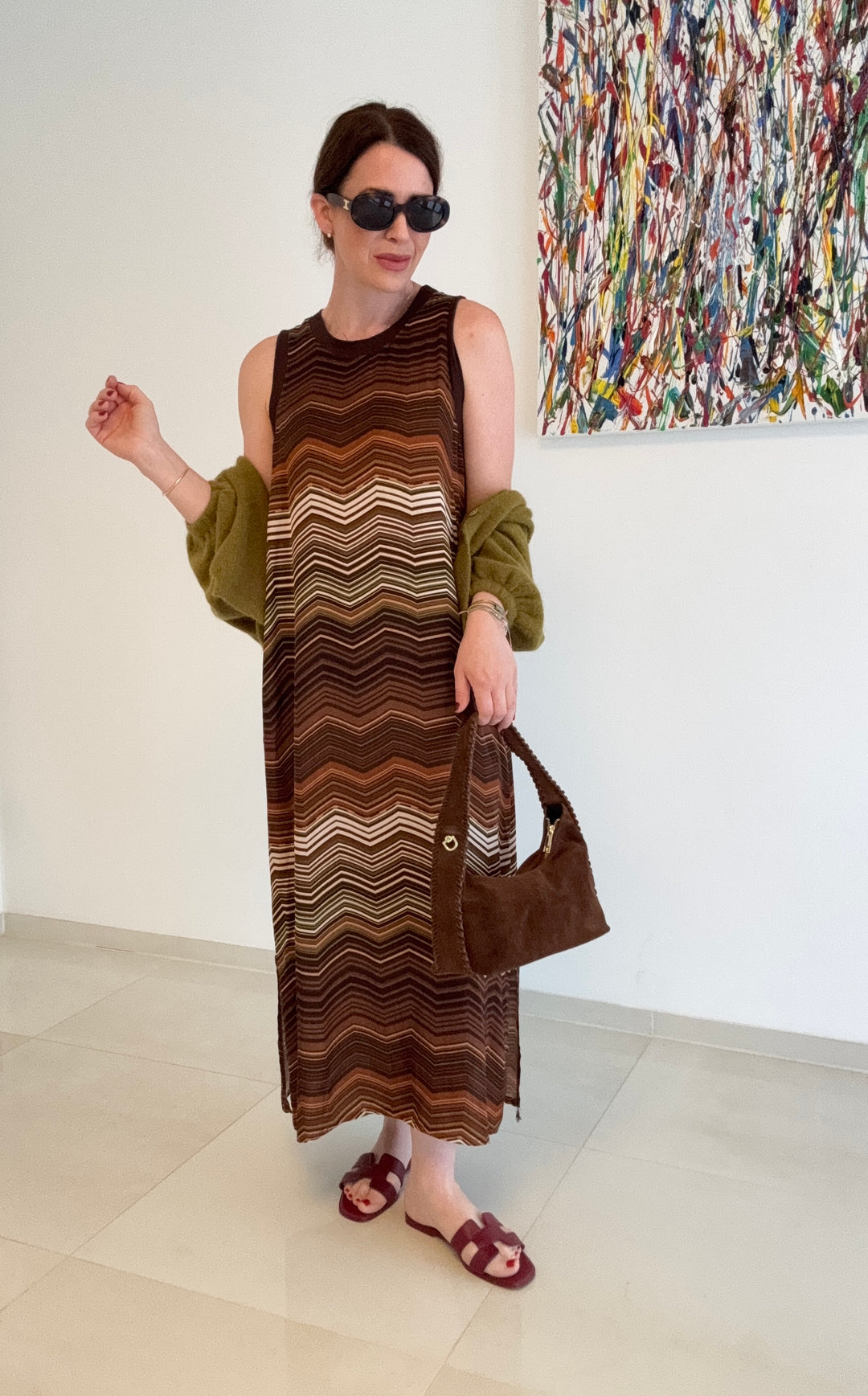 Kleid mit Print - Braun