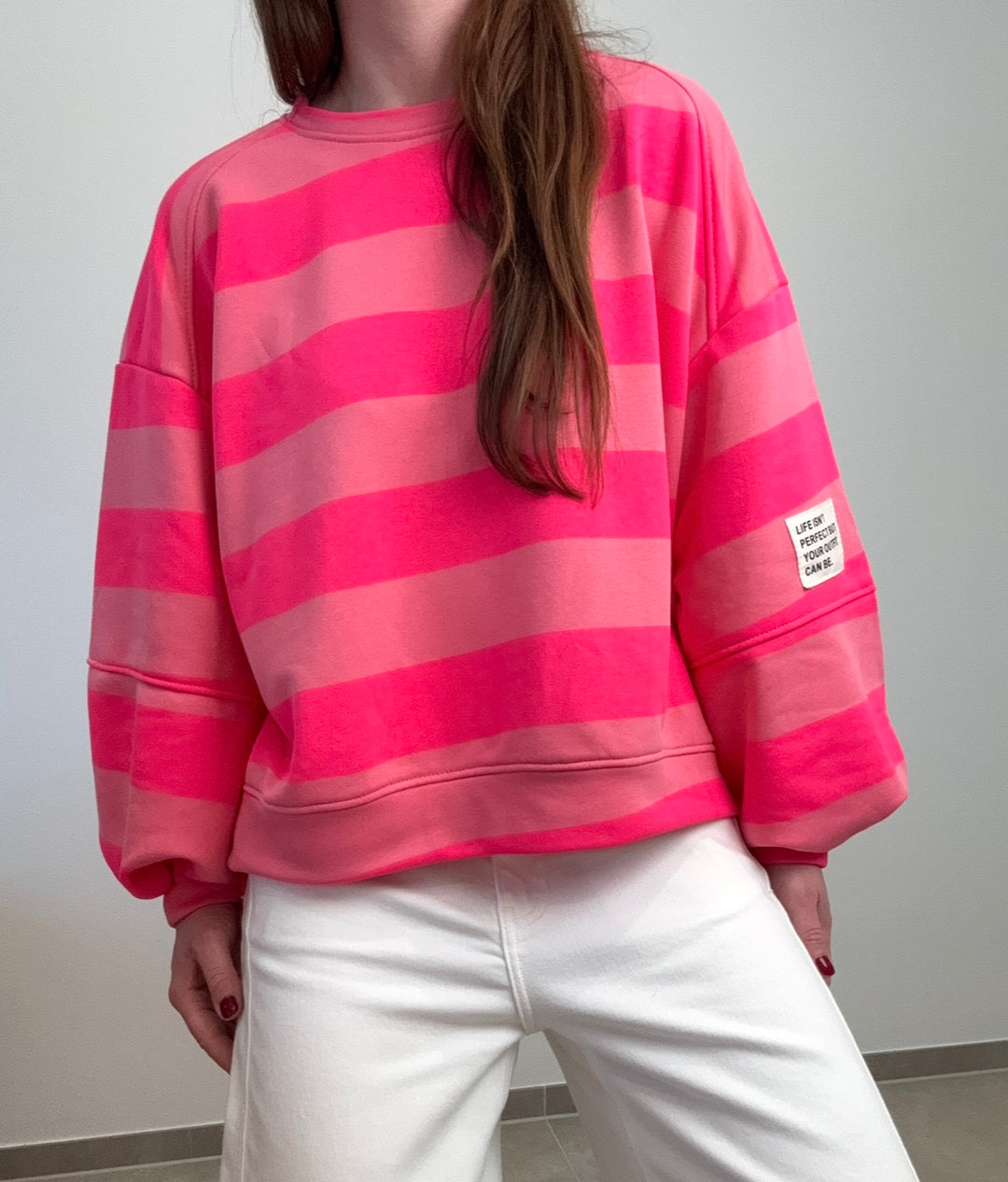 Gestreifter Sweater - Pink/Rot