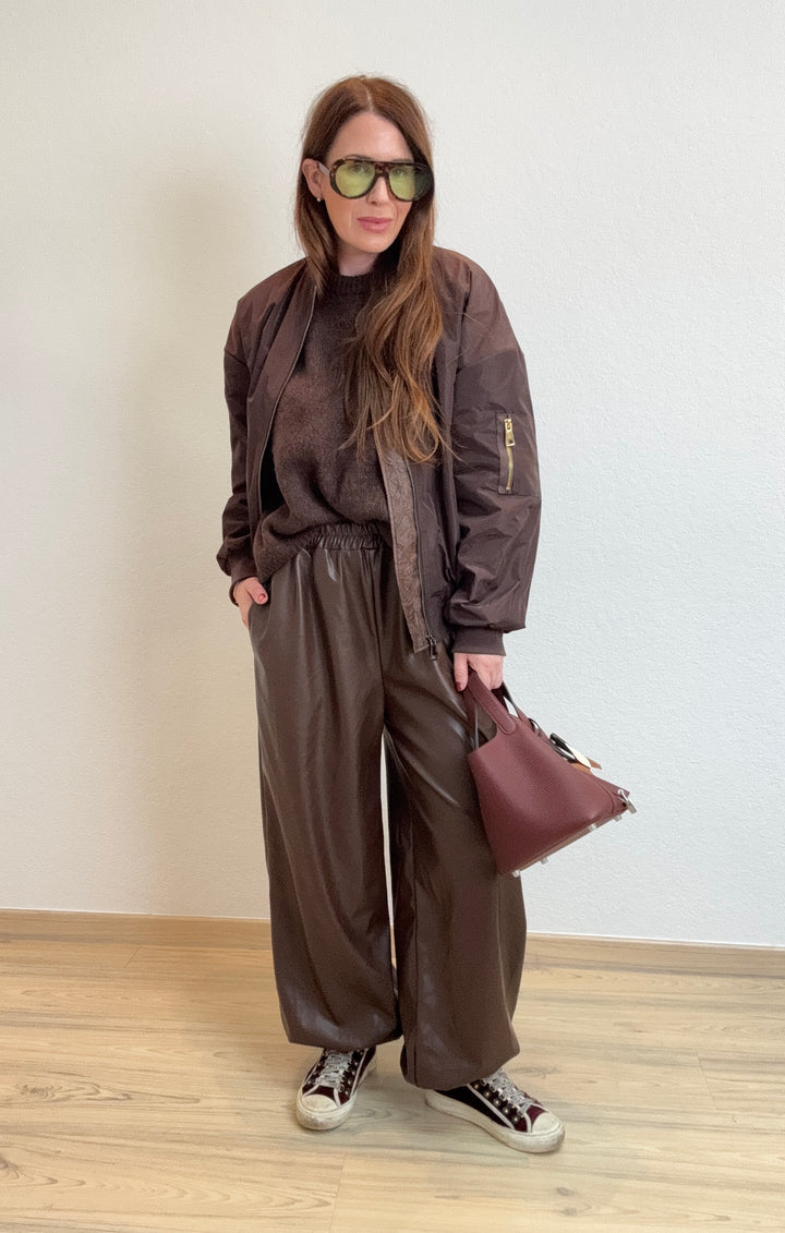Vegane Lederjoggpant - Braun