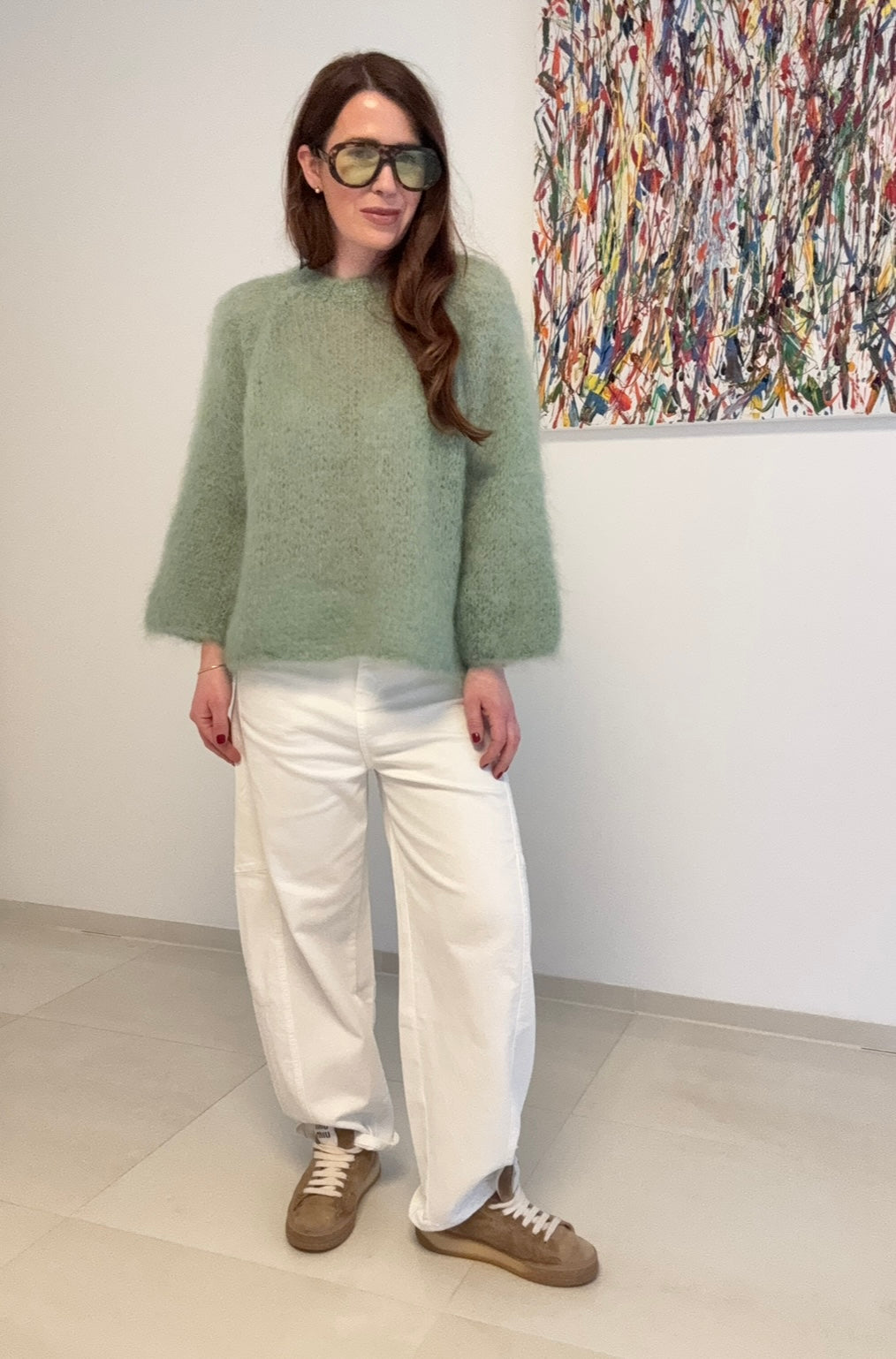 Grober Mohairpullover - Grün Limited