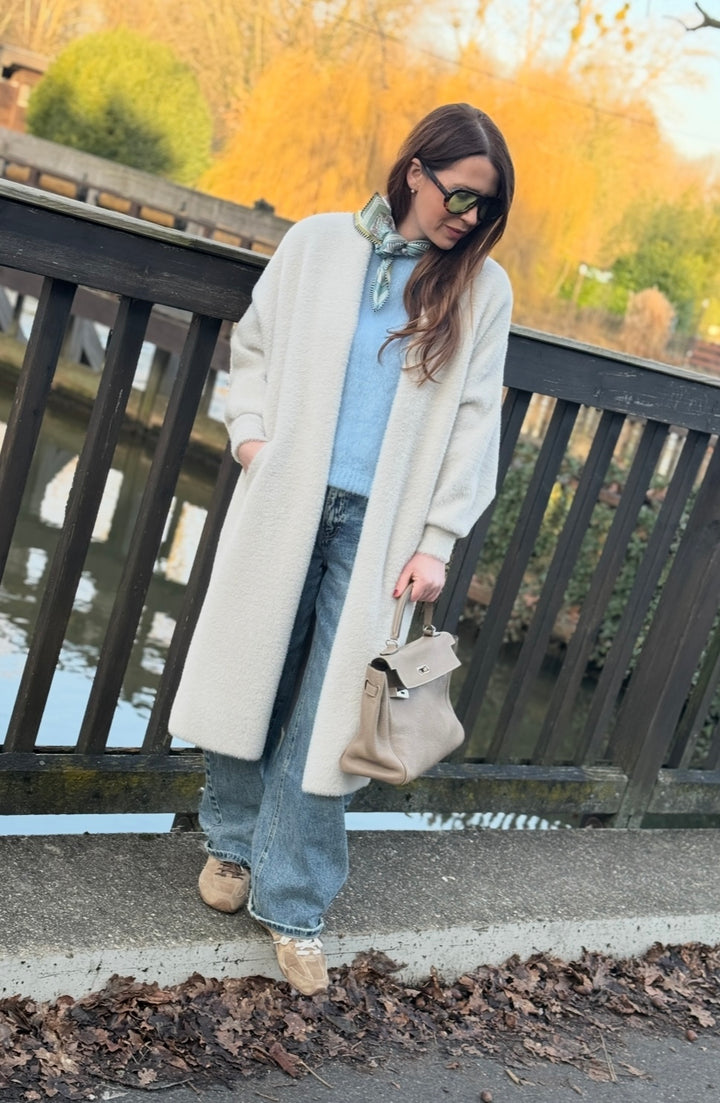 Teddystrickmantel - Creme