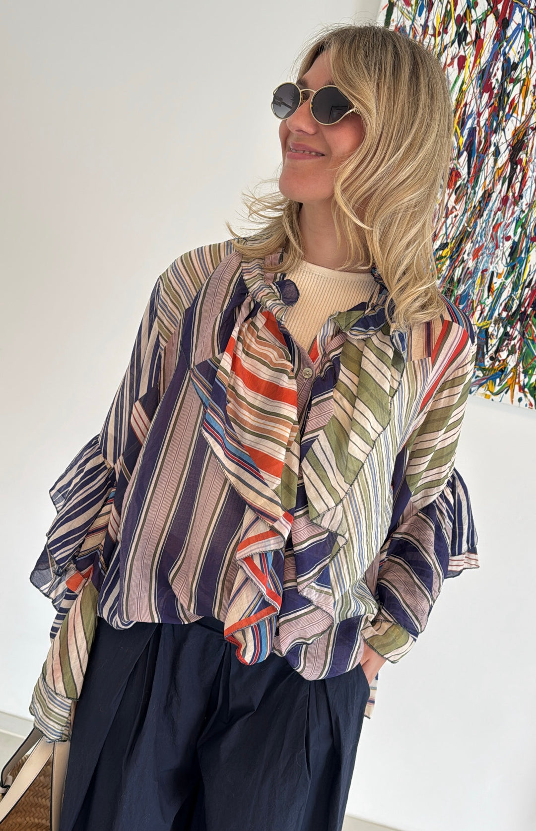 Verspielte Bluse - Blau