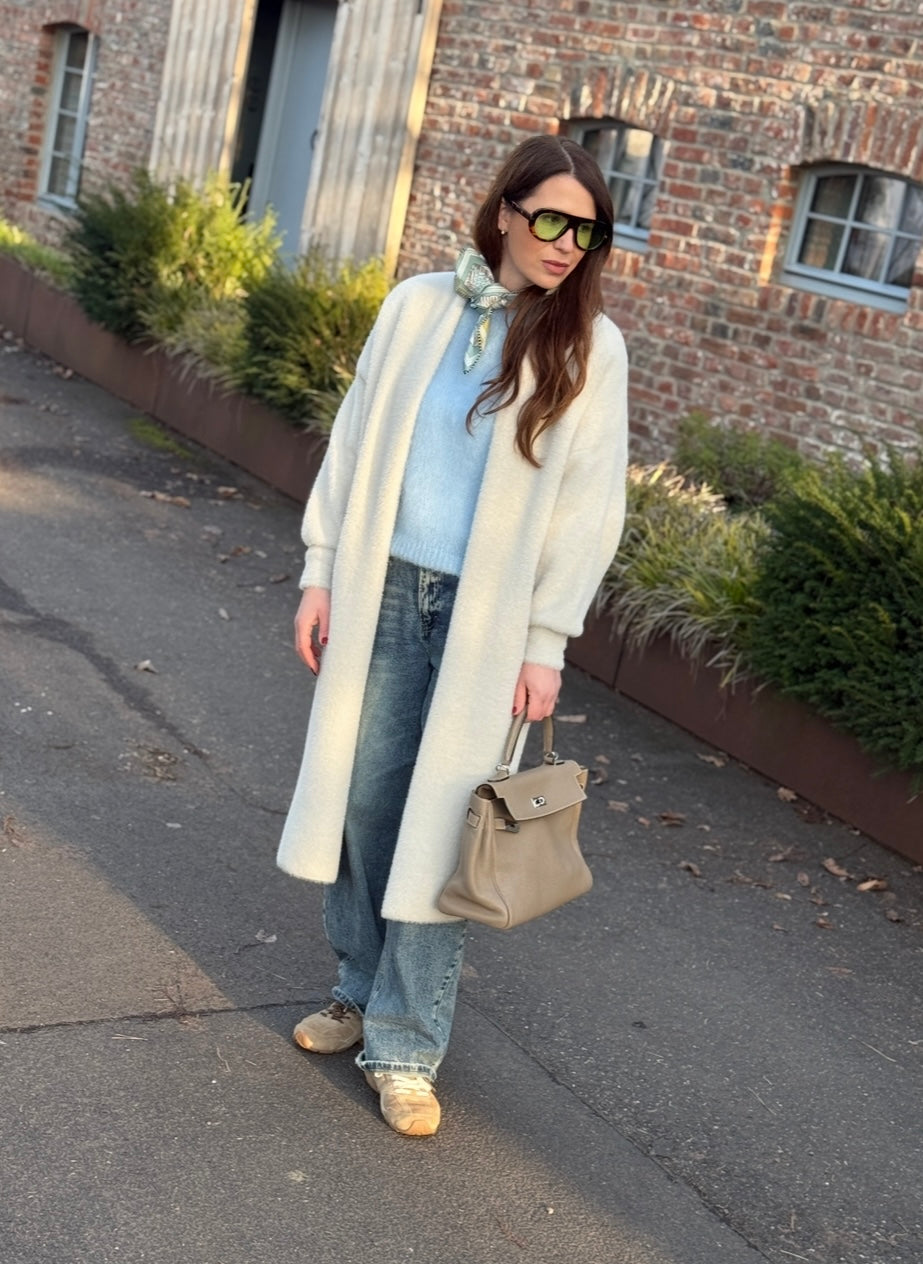 Teddystrickmantel - Creme