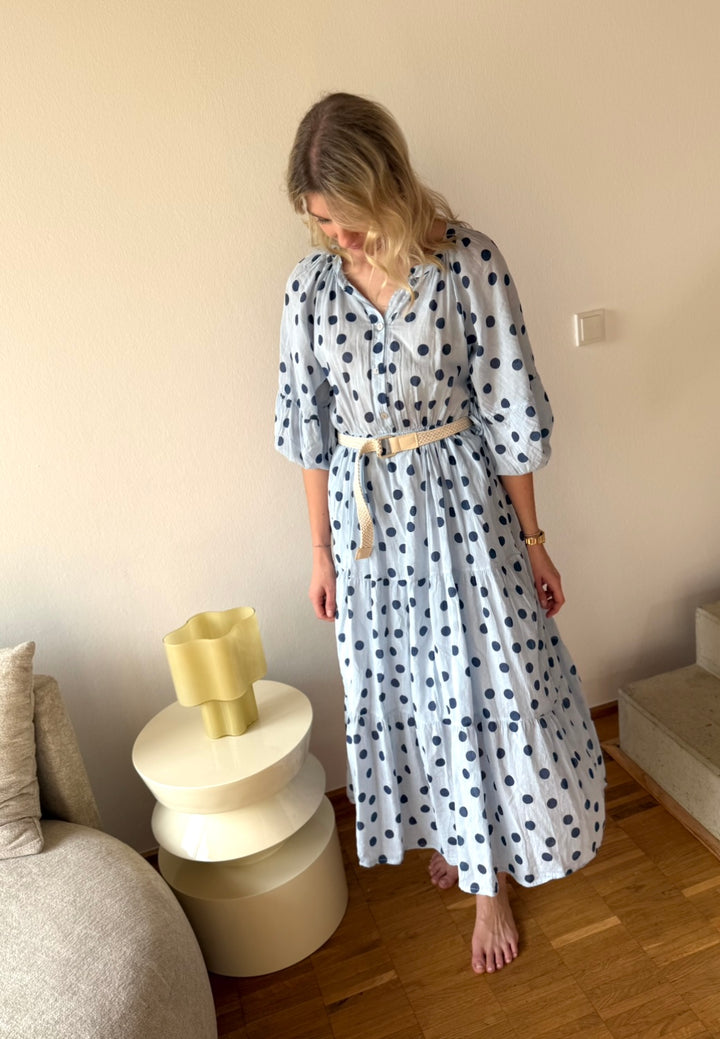 Kleid mit Punkten - Hellblau