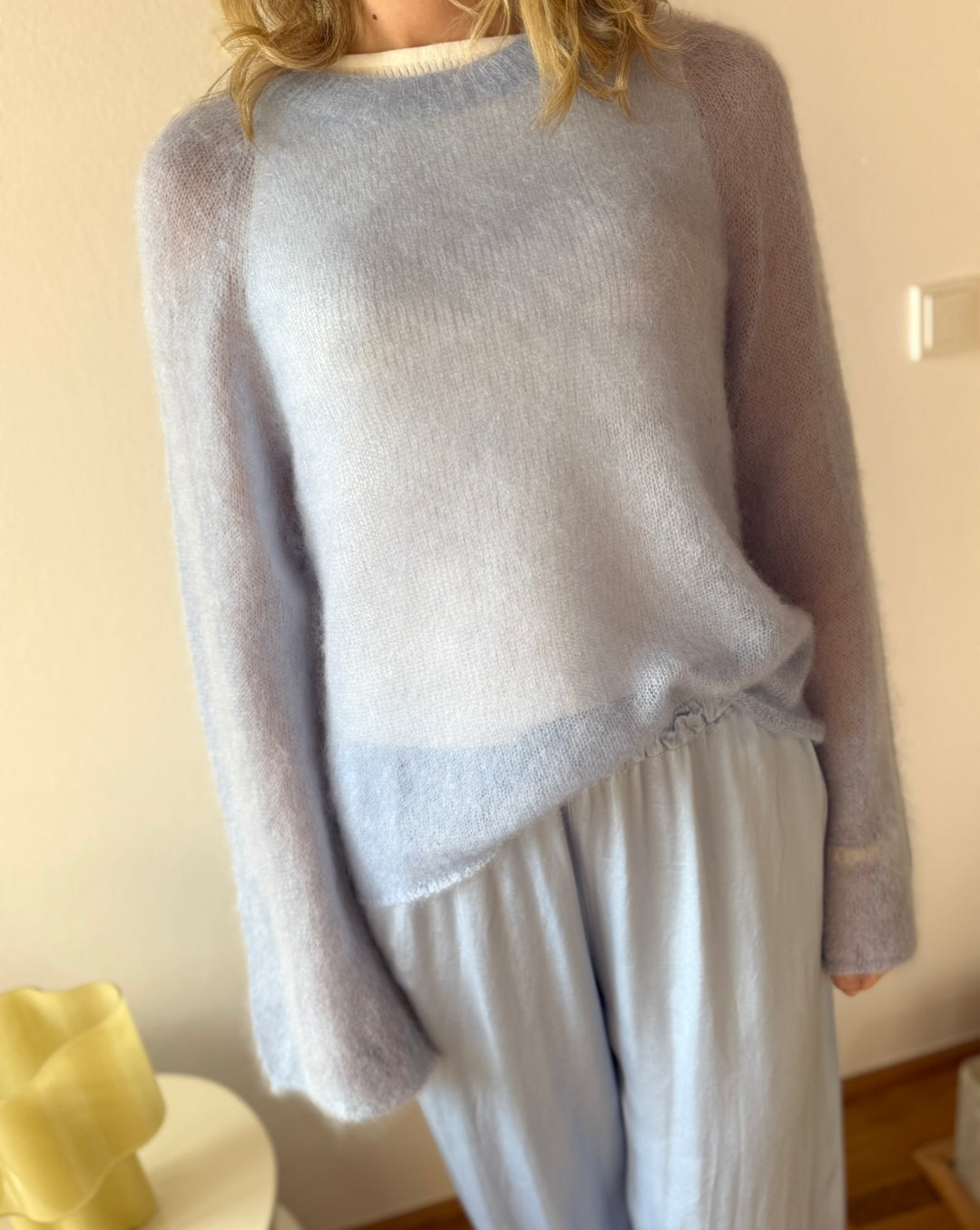 Dünner Mohairpullover - Hellblau