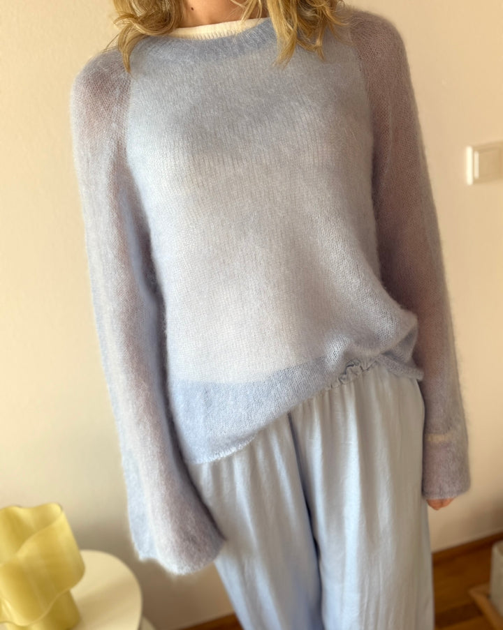 Dünner Mohairpullover - Hellblau