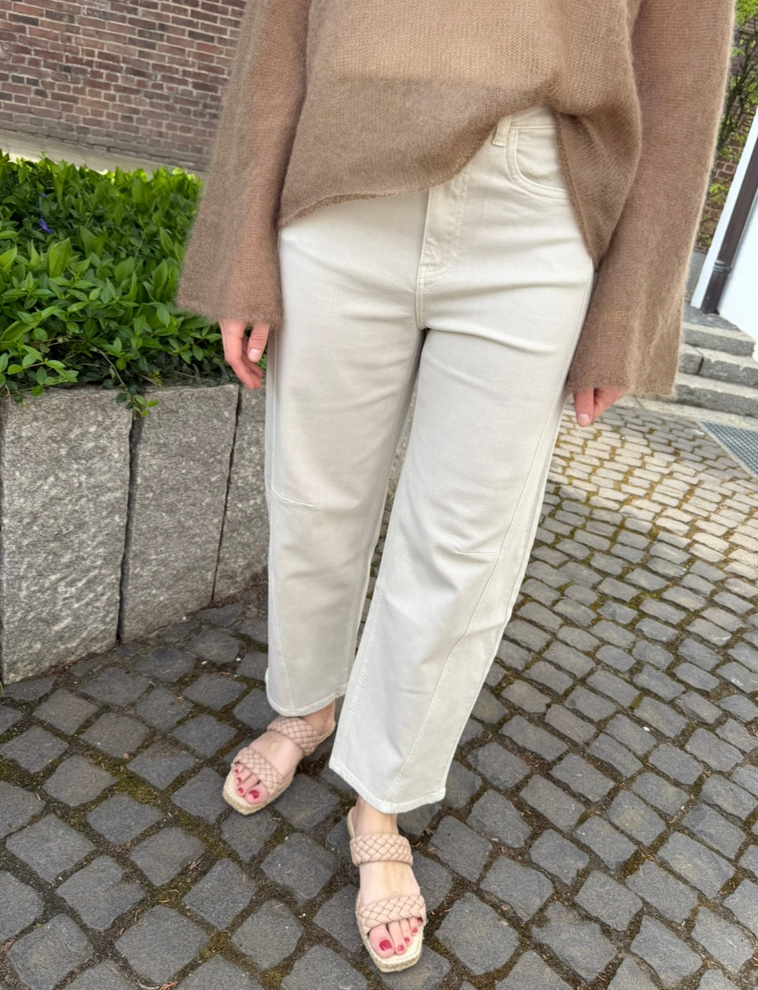 Barrel-Jeans - Beige