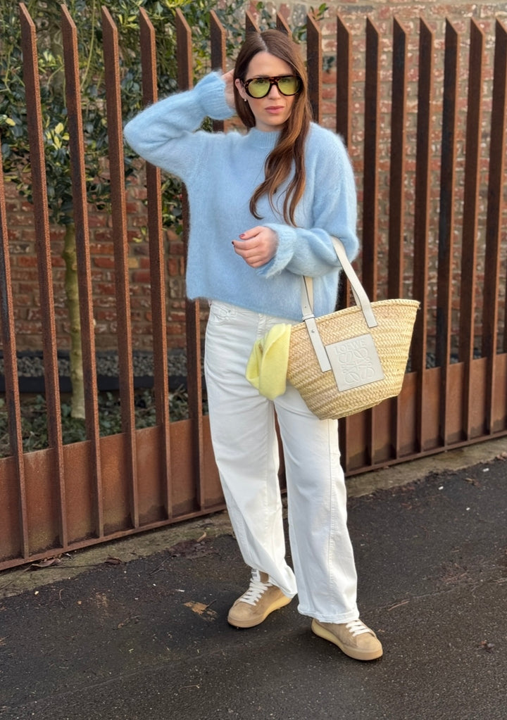 Verspileter Mohairpullover - Hellblau