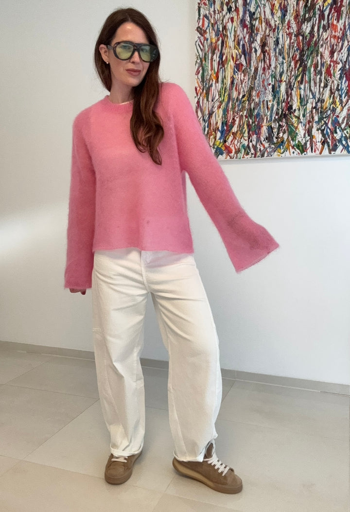 Dünner Mohairpullover - Pink