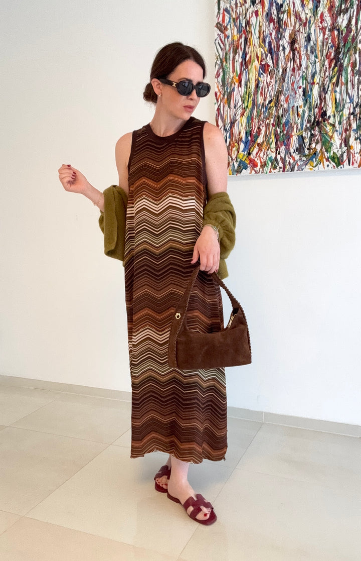 Kleid mit Print - Braun