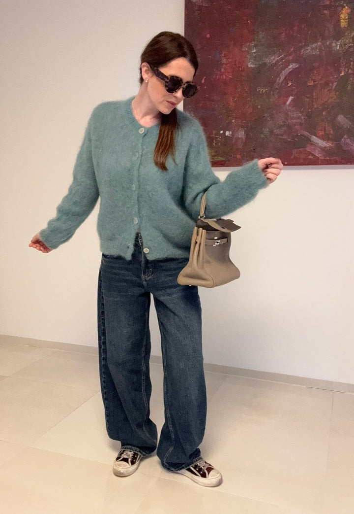 Cardigan aus Mohair - Türkis