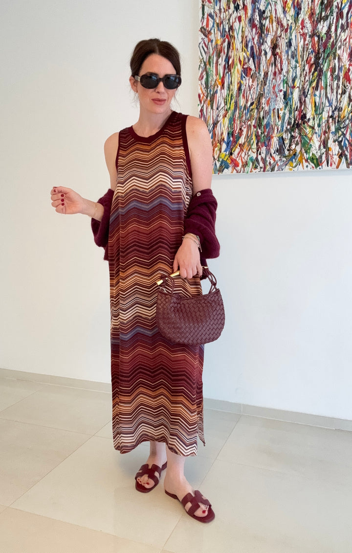 Kleid mit Print - Burgunder
