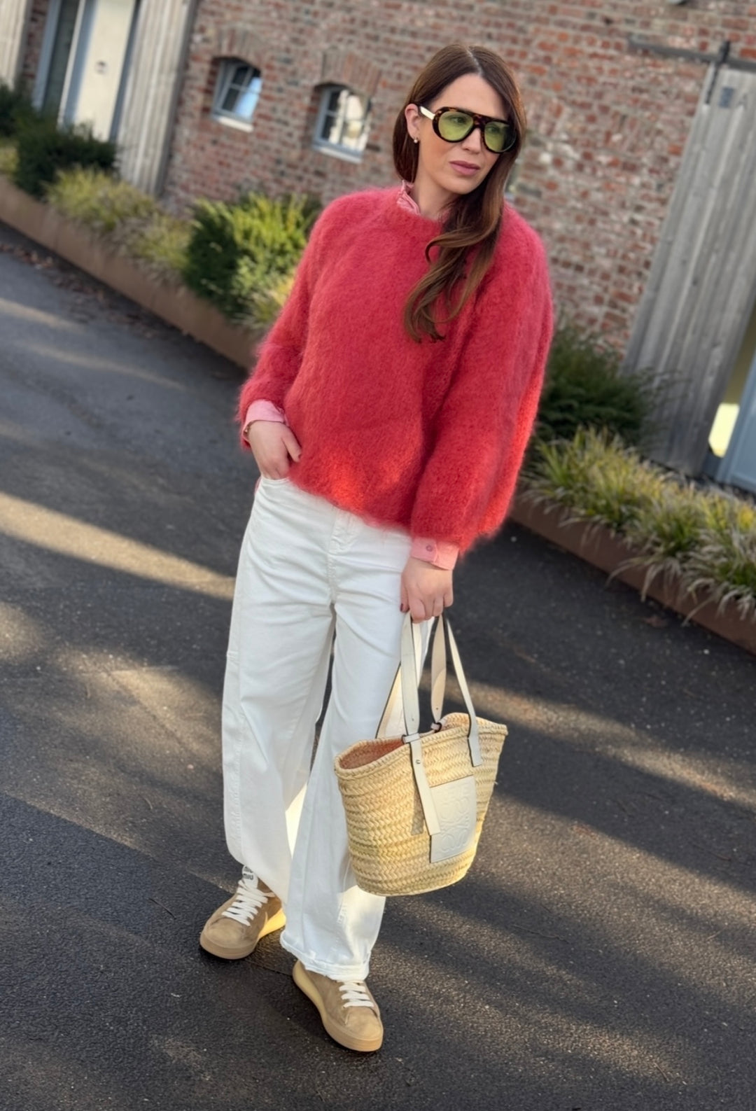 Grober Mohairpullover - Rot/Orange