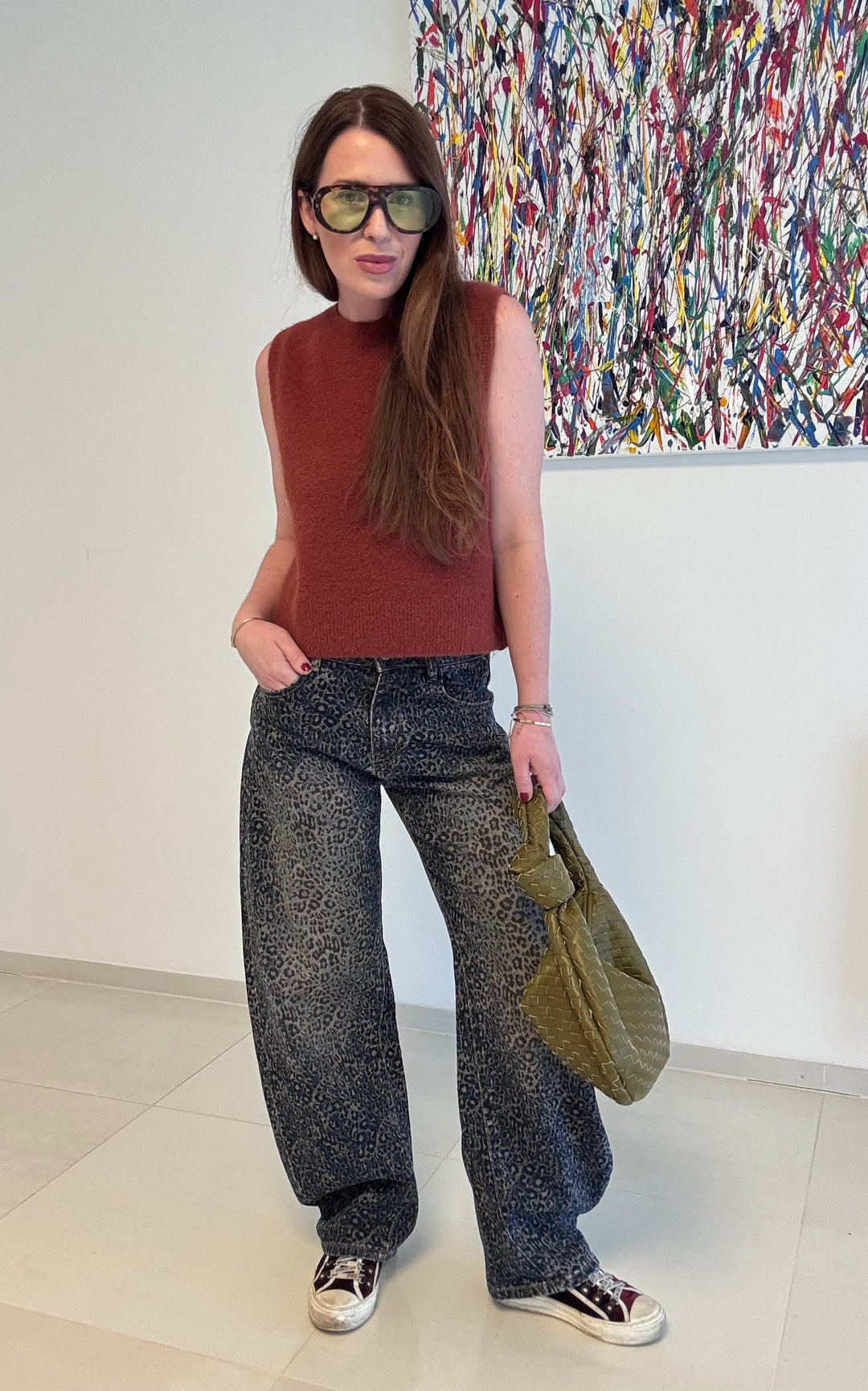 Barreljeans mit Print