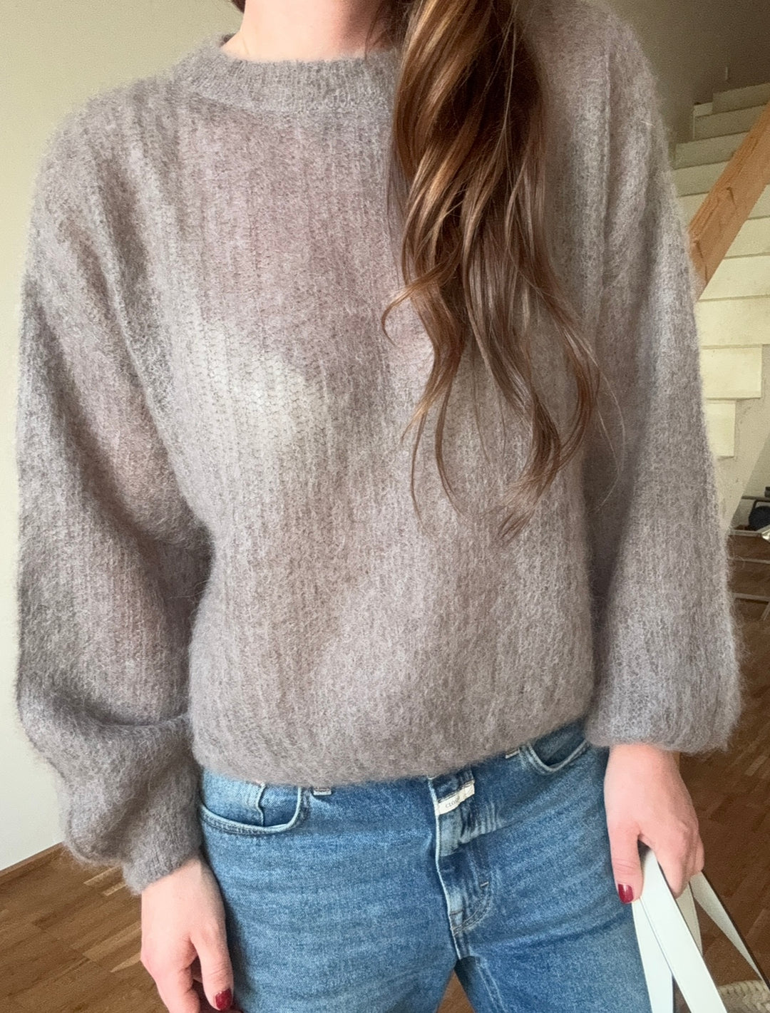Mohair-Pullover - Taupe