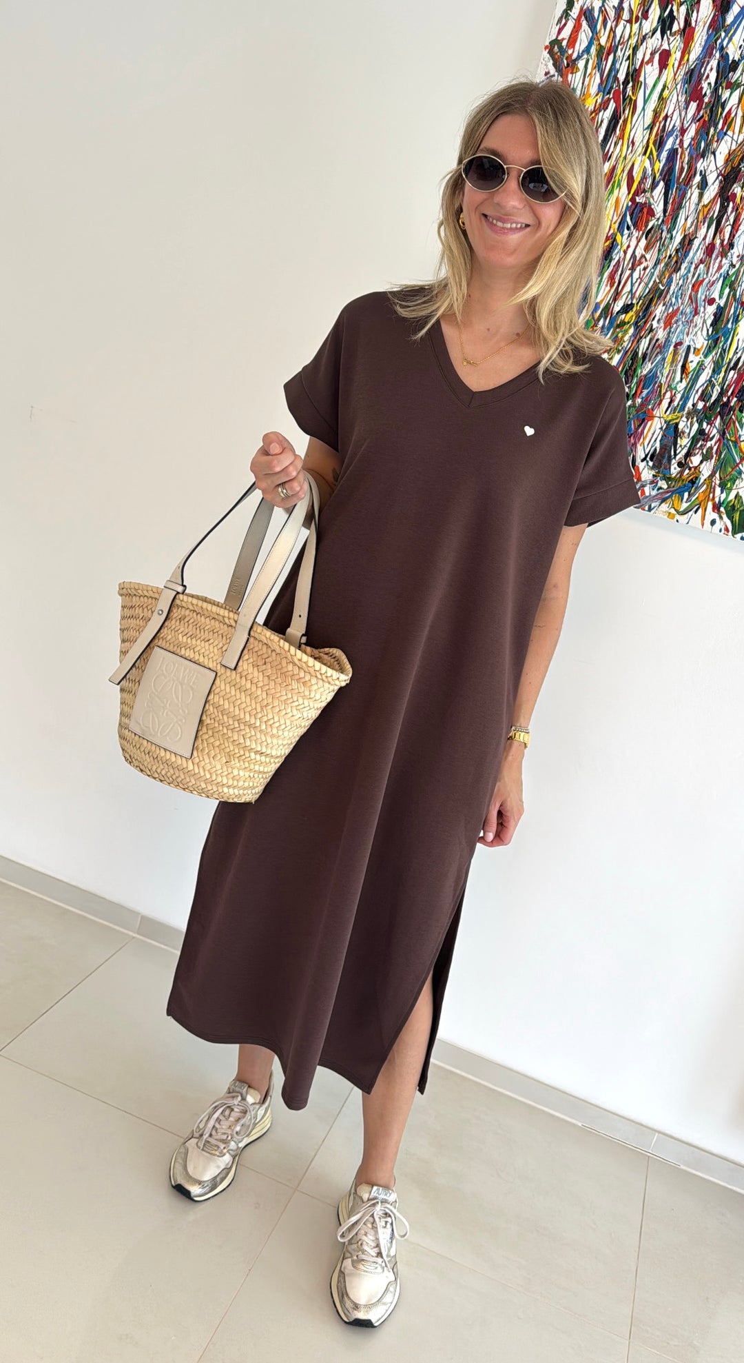 Kleid aus Baumwolle - Braun