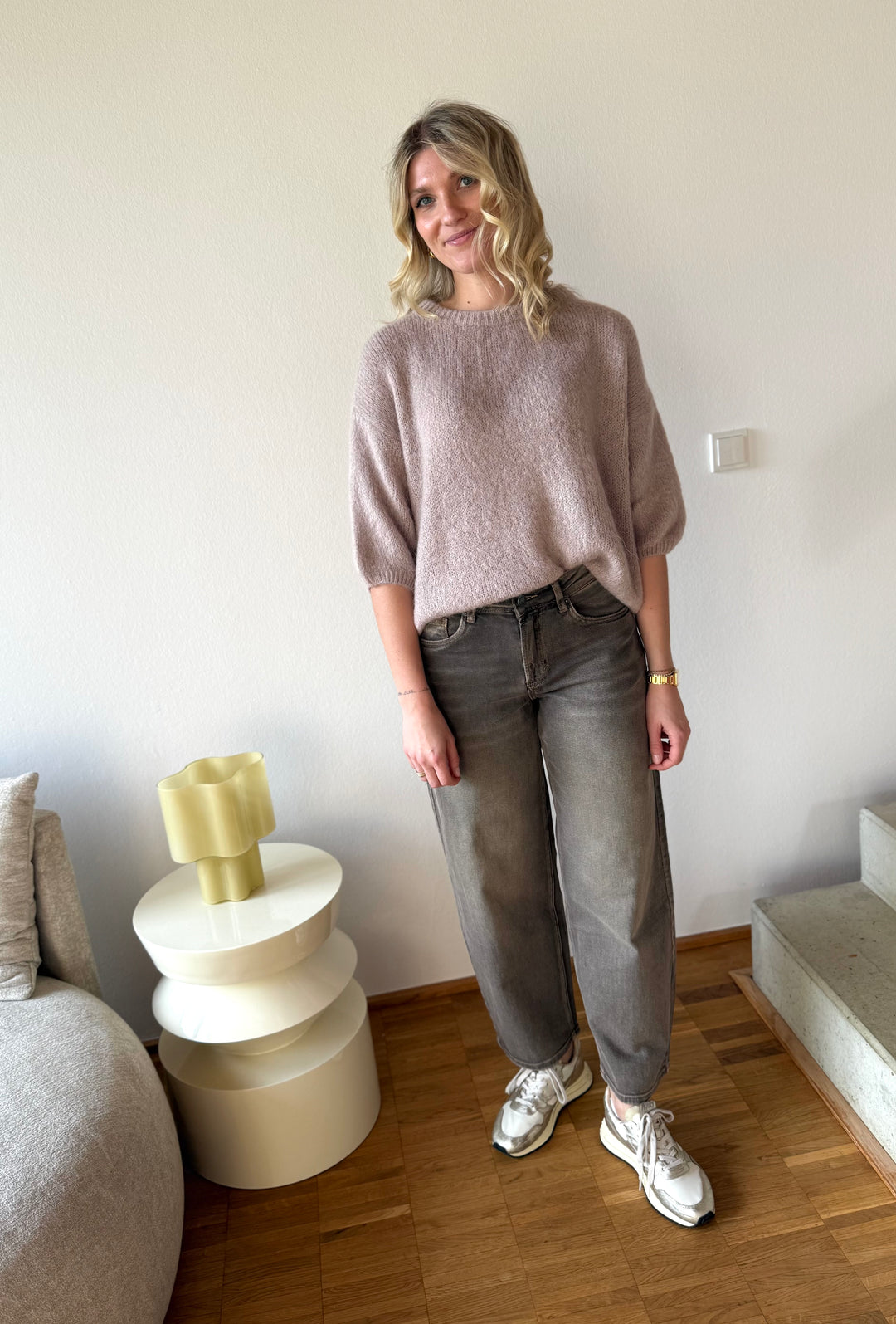 Barrel-Jeans - Braun/Grau