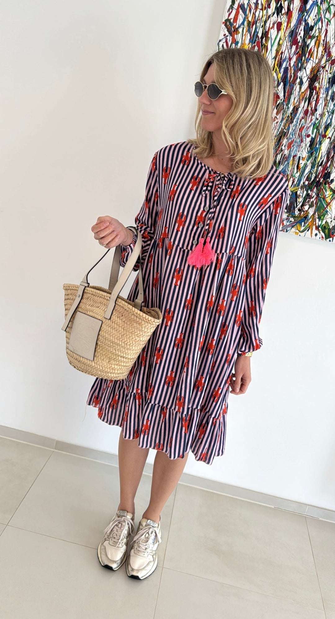 Kleid mit Print - Blau