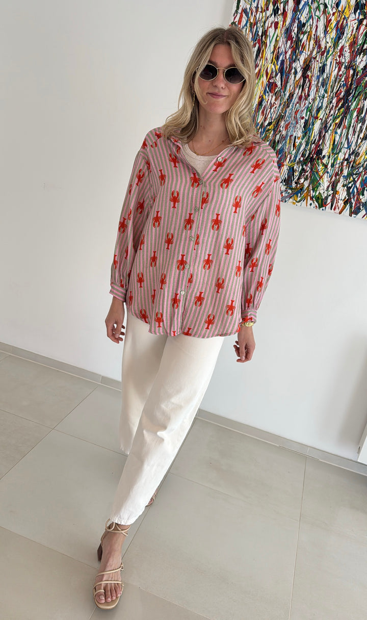 Musselinbluse - mit Print
