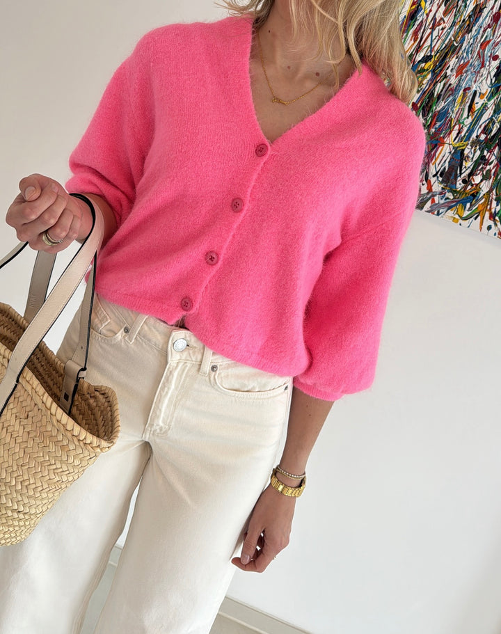 Angora Cardigan - Pink