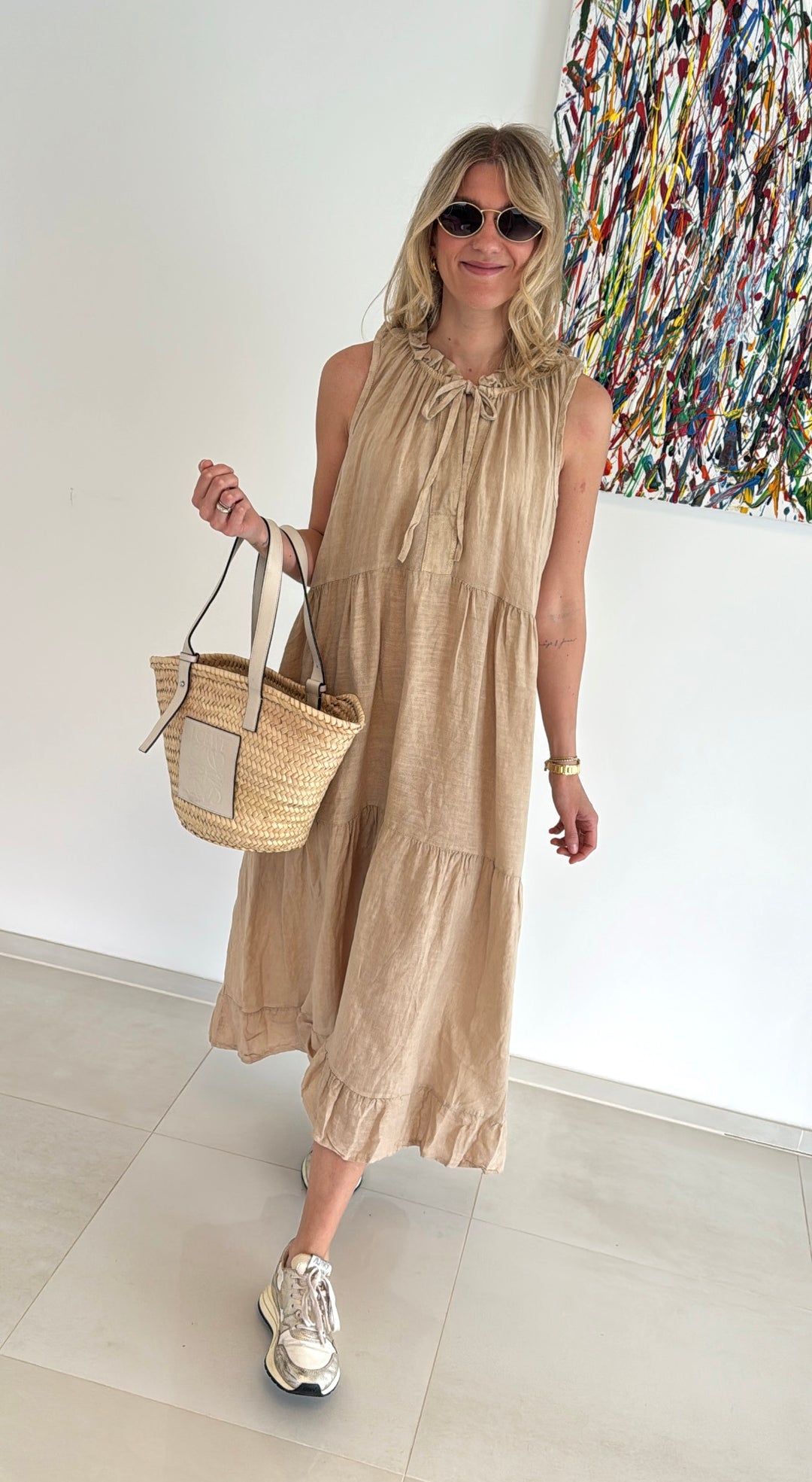Leinenkleid - Camel