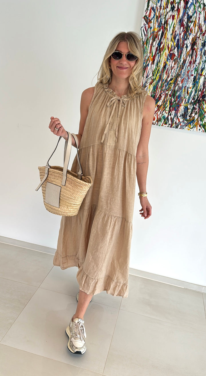 Leinenkleid - Camel