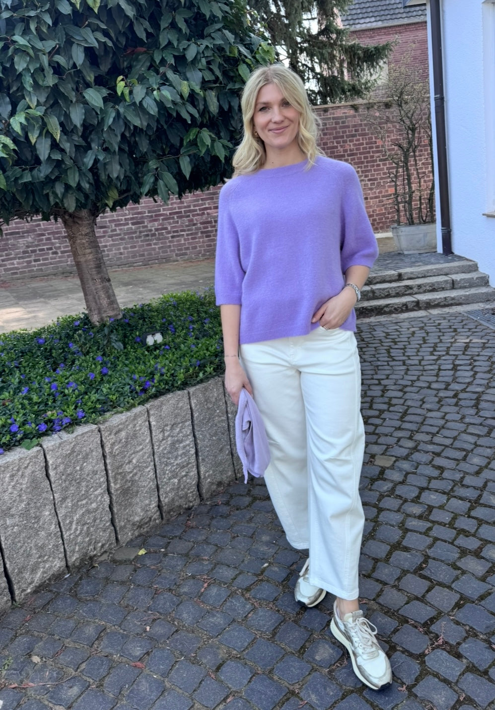 Strickshirt mit Baby-Alpaka - Flieder