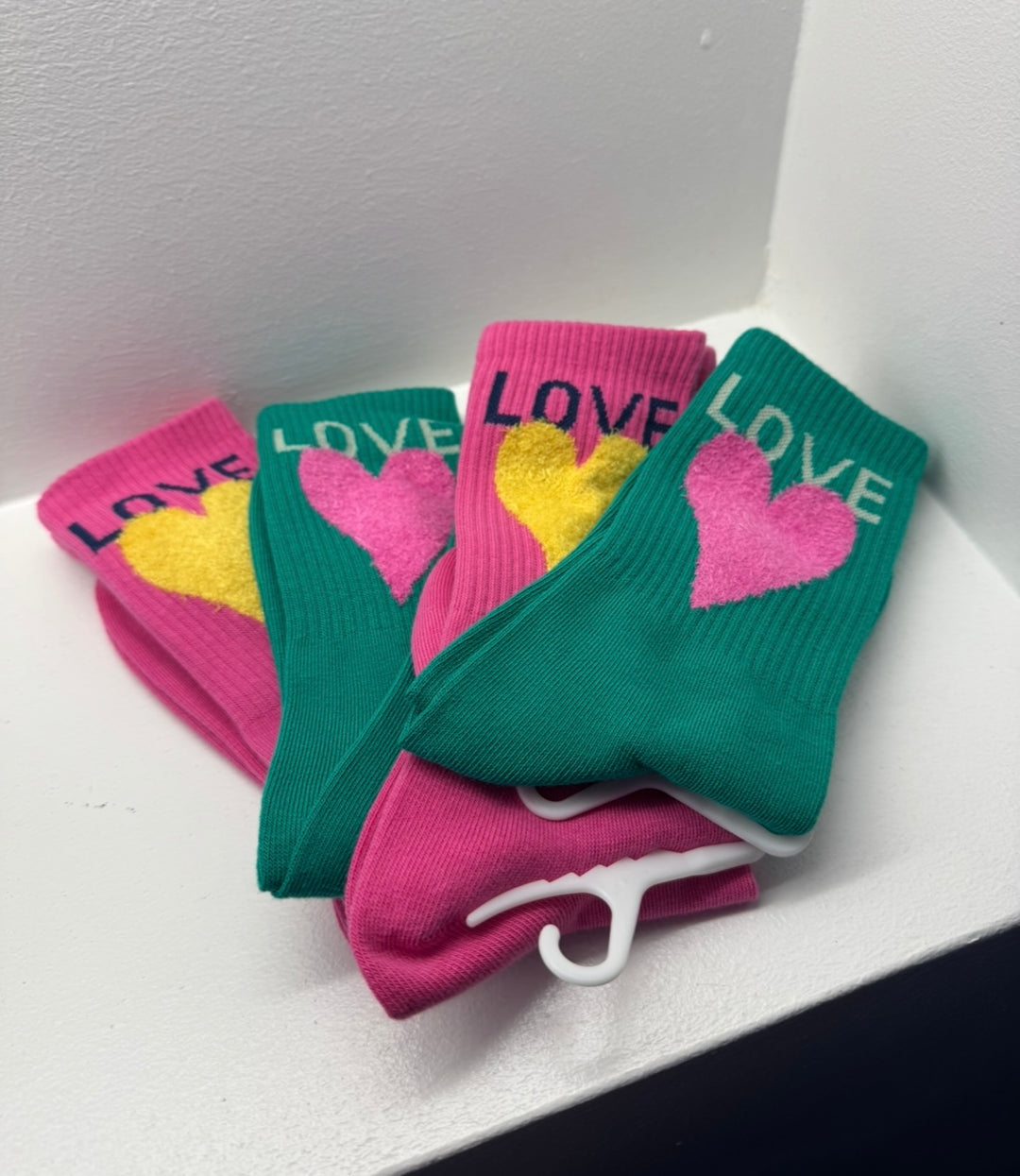 Socken mit Herz - Pink & Grün