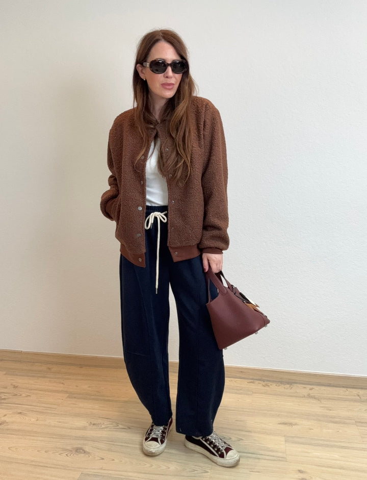 Boucle-Jacke - Hellbraun