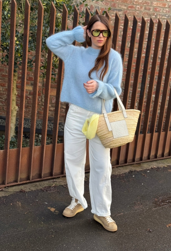 Verspileter Mohairpullover - Hellblau