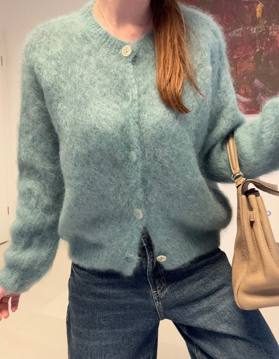 Cardigan aus Mohair - Türkis
