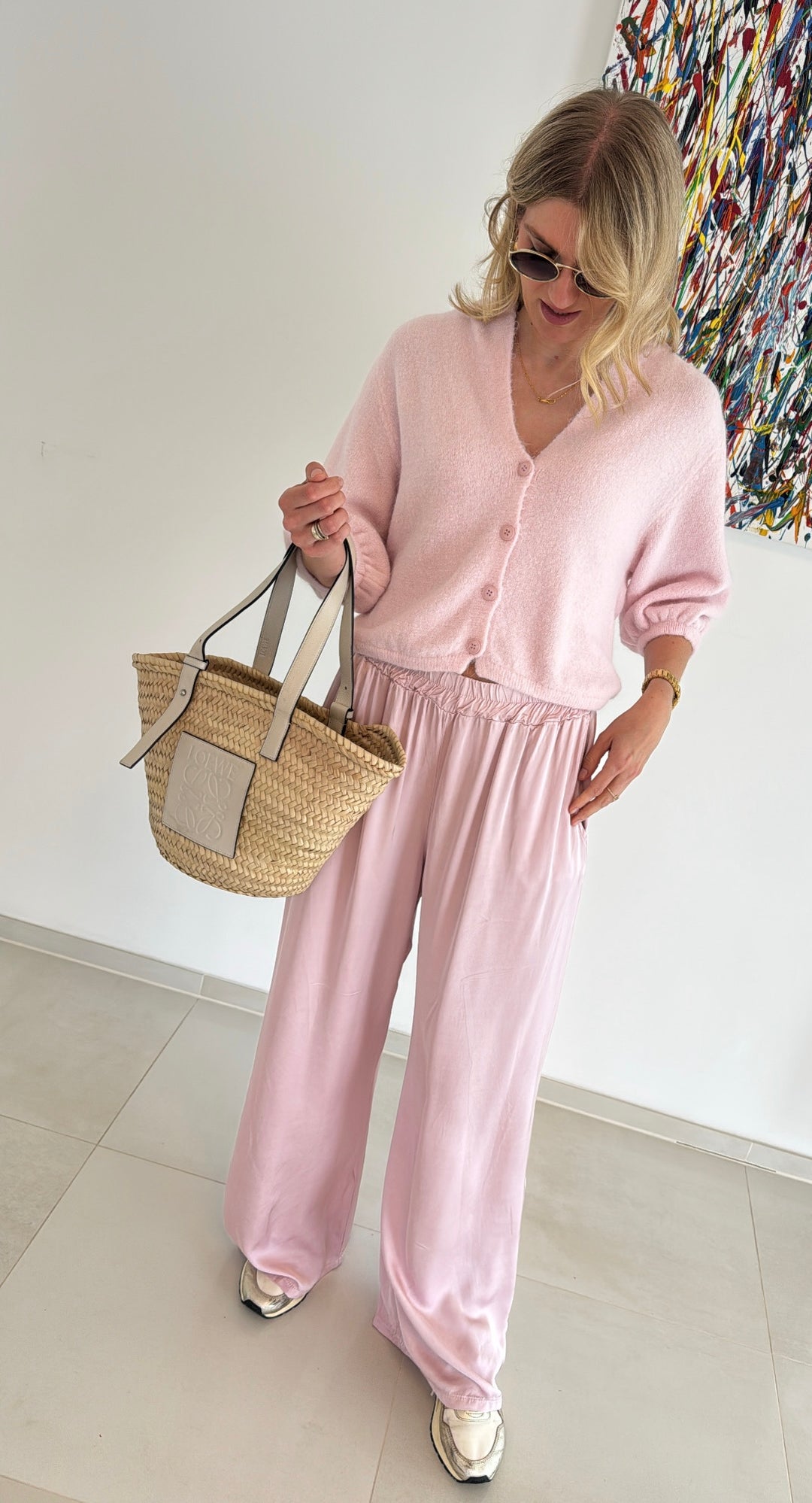 Angora Cardigan Rosa (V-Ausschnitt)