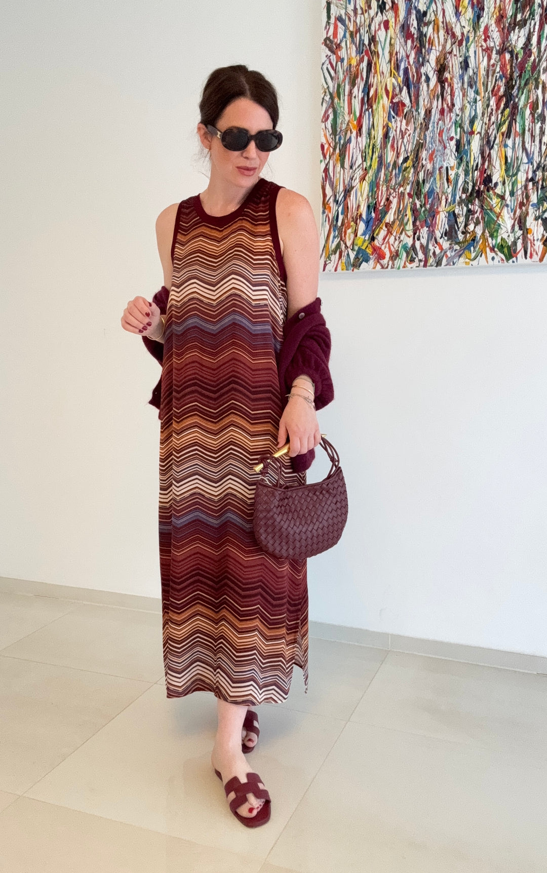 Kleid mit Print - Burgunder