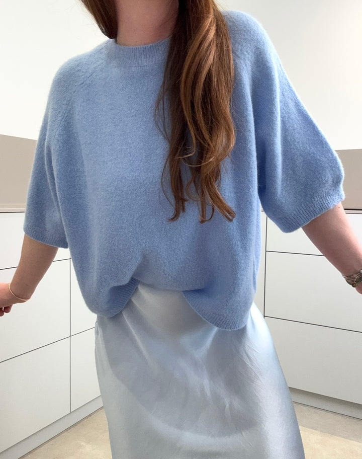 Strickshirt mit Baby-Alpaka - Hellblau 57
