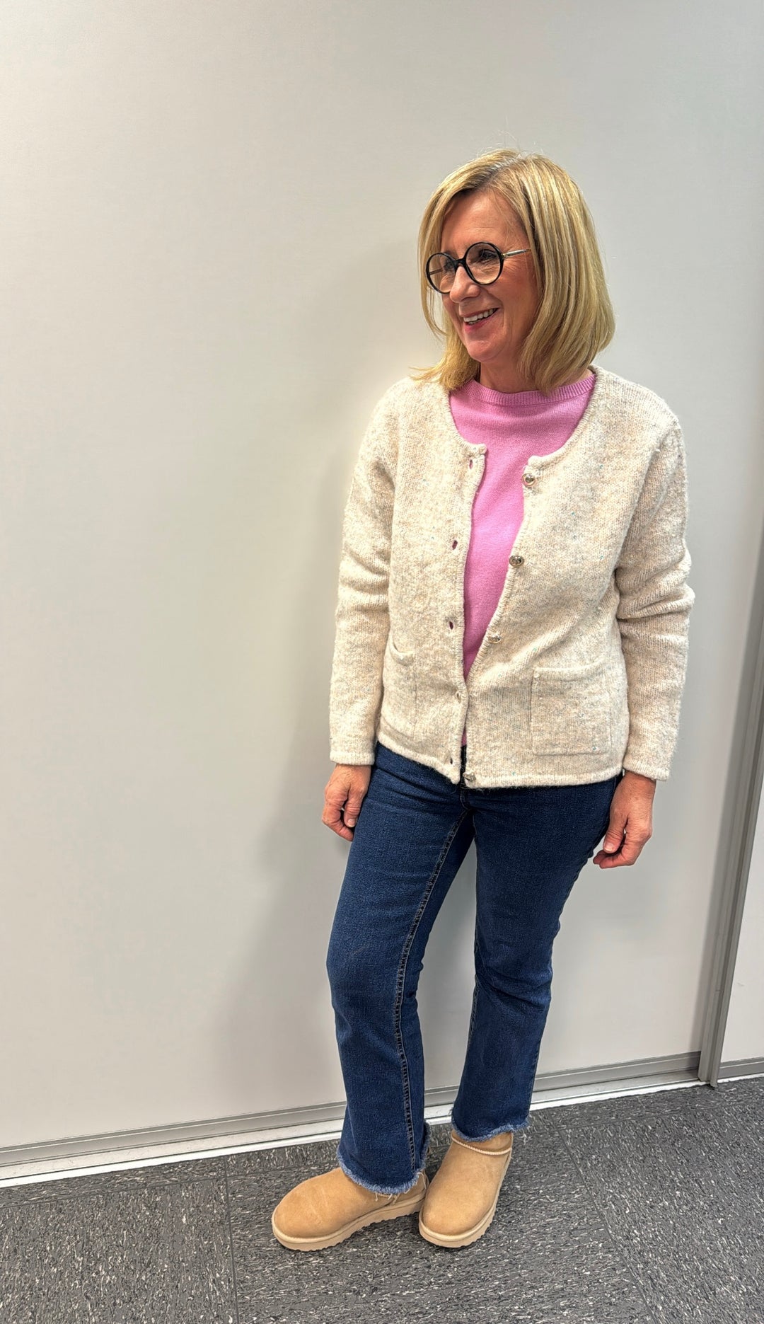 Cardigan - Creme (glatt)