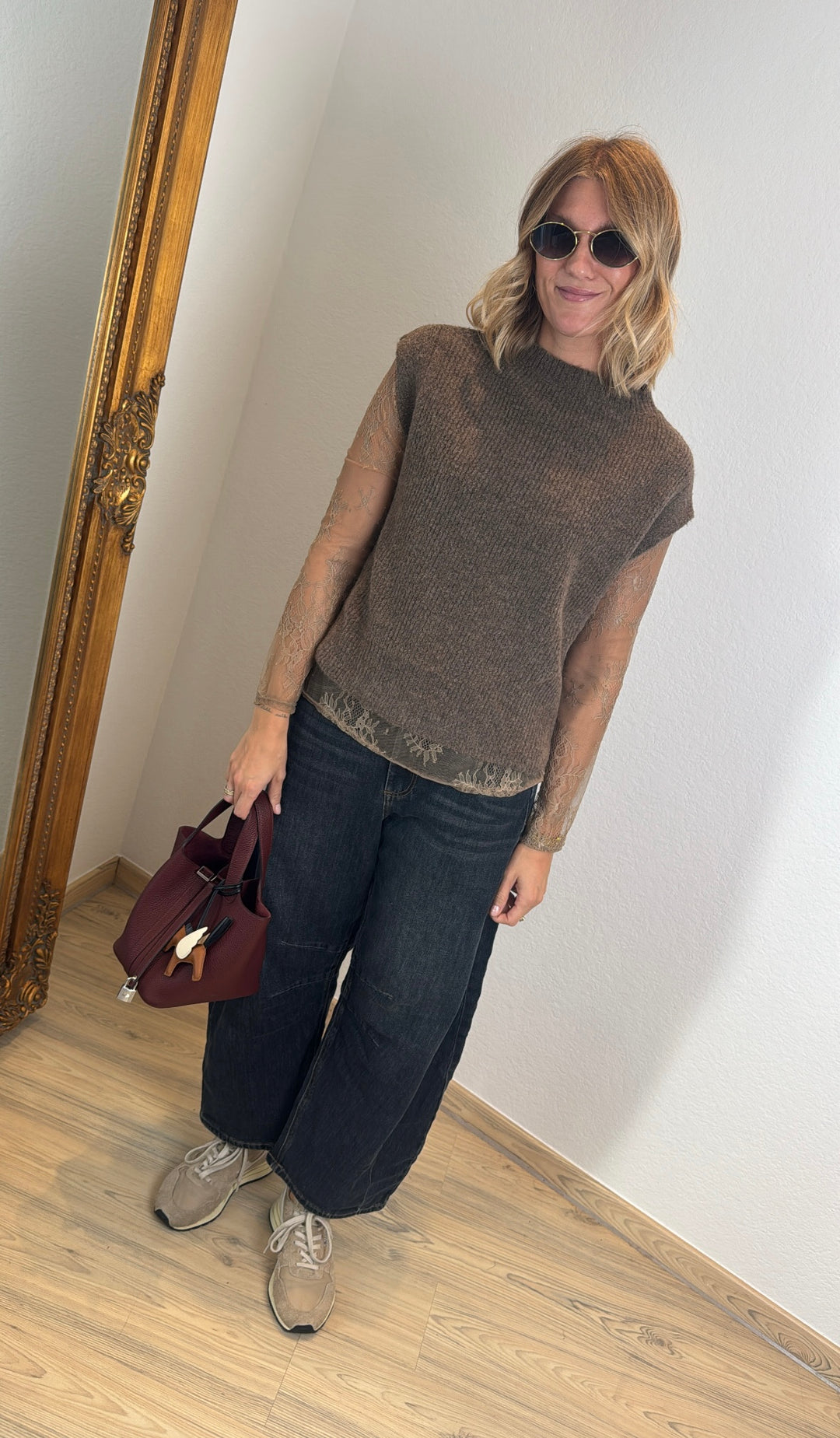 Pullunder inkl. Shirt aus Spitze