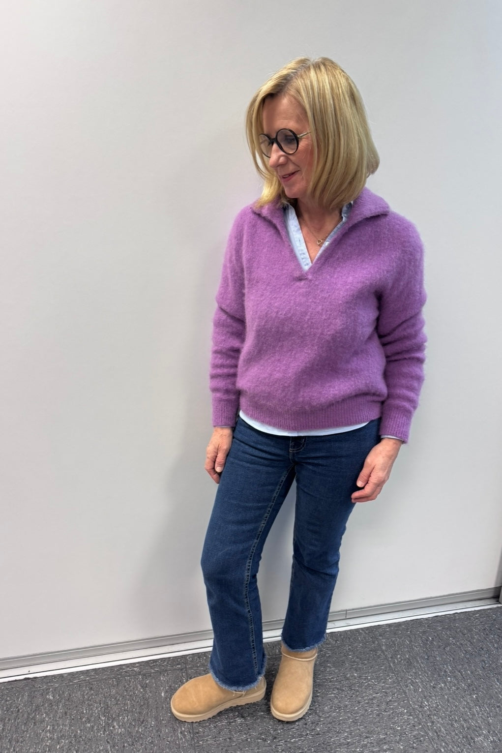 Mohair-Pullover - Lila